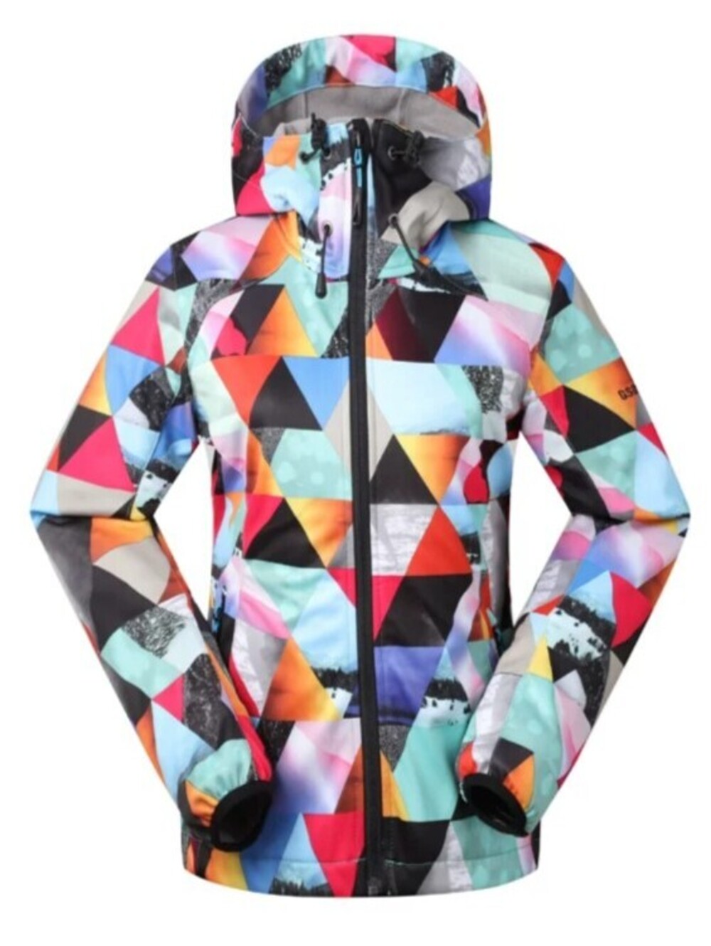 GSOU SNOW multicolor triangle puffer coat sz S NWT